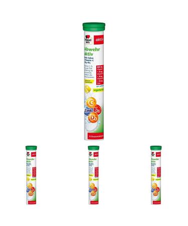 Double -heart defense active zinc + selenium + vitamin C + B12 + D3 - as a contribution to the normal function of the immune system - 15 well -dissolving effervescent tablets with lemon taste (pack with 4) 15 pieces (4 Pack)