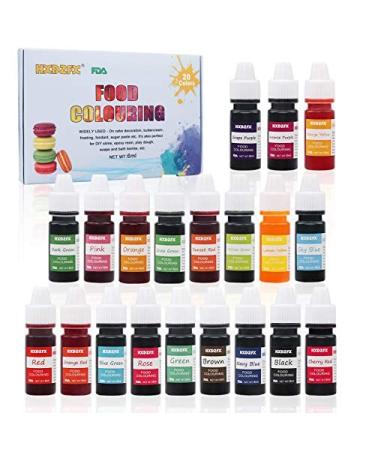 Food Coloring - 20 Color Rainbow Fondant Cake Food Coloring Set for Baking,Decorating,Icing and Cooking - neon Liquid Food Color Dye for Slime Making Kit and DIY Crafts.25 fl.oz.(6ml)Bottles
