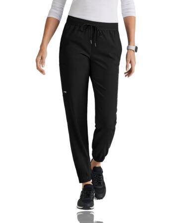 BARCO Grey's Anatomy Spandex Stretch Direct - Dash Scrub Jogger for Women Elastic Waist Yoga Style Women's Scrub Pant Small Black