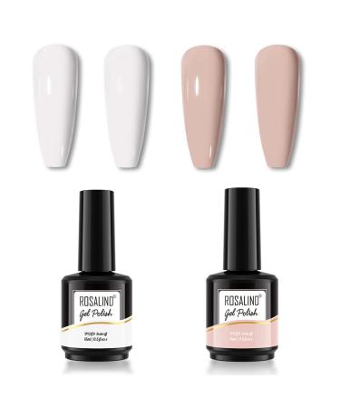 Havilah White Nail Polish 2 Colors 15ml Semi- Manicure Kit UV Nail Polish Semi- Nail Gel White Gel Nail Polish 2PCS Nude White