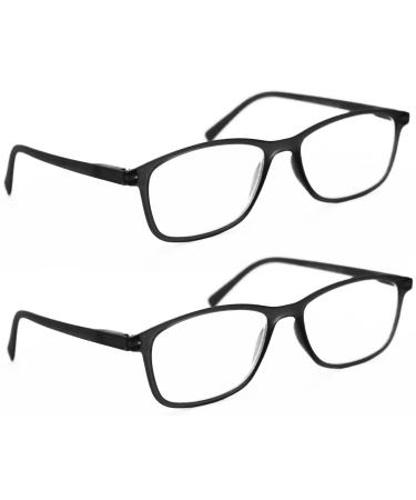 Look look reading glasses for men and women.Ultrades and light reading glasses.Near glasses with flexible ironing and current frame.+2.0 pack 2 black