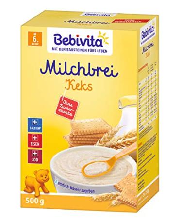 Bebivita Milk Porridge Biscuit - No Added Sugar Pack of 2 (2 x 500g) | Healthy Snacks for Babies & Kids - International Shipping Available - Buy Online on GoSupps.com