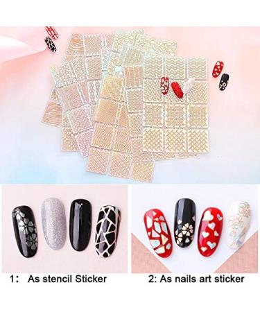 MwooT 288 Pieces Nail Vinyls Nail Stencils Sticker Sheets Set for Nail Art Design Tip Decals 24 Sheets with 96 Designs - Buy Online on GoSupps.com