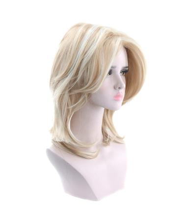 16 Ombre Blonde Fluffy Short Wigs for Women - Heat-Resistant Synthetic Wig with Cap - 200g Medium Part - Buy Online on GoSupps.com