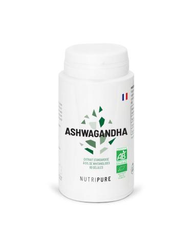 Nutripure | Organic Ashwagandha KSM66 | Adaptogenic Plant of Ayurveda | Vegan | Intellectual and Physical Wellness Supplement | Stress Anxiety | 60 Capsules | 1 Month | Made in France