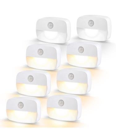 LED night light with motion detector 8 pieces small night light children stair lighting with motion detectors Inside battery car on/out of sensor light for hallway bathroom bedroom toilet light ... yellow white