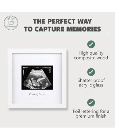 BabySquad Coming Soon Photo Frame 7x7 | Baby Shower & Sonogram Gift | Handcrafted White Wooden Frame - Buy Online on GoSupps.com
