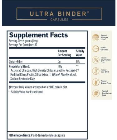 Quicksilver Scientific Ultra Binder Powder - Multi Toxin Binder with Bentonite Clay, Zeolite & Charcoal - 120g Gut Support & Detox Supplement - Buy Online on GoSupps.com