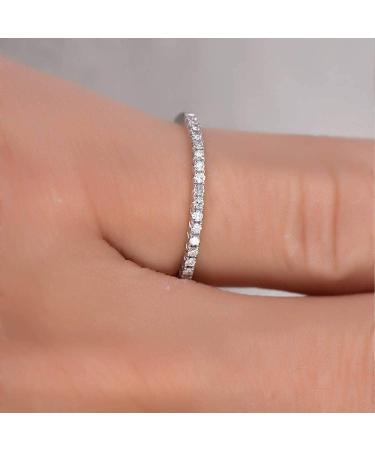 Koguxuix 925 Sterling Silver Cubic Zirconia Half Eternity Wedding Band Ring - Size 6 - Buy Online on GoSupps.com