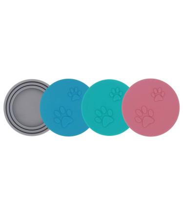 4 Pack Pet Food Can Cover Set,Universal Silicone Cat Dog Food Can Lids 1 Fit 3 Standard Size Can Tops Covers