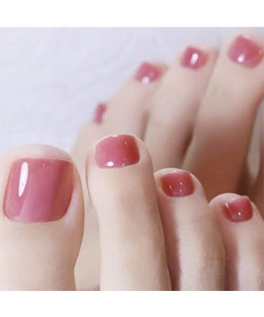 Brishow Artificial Nails Pink Foot Toenails Stick-on False Toenails 24pcs For Women and Girls (d) - Buy Online on GoSupps.com