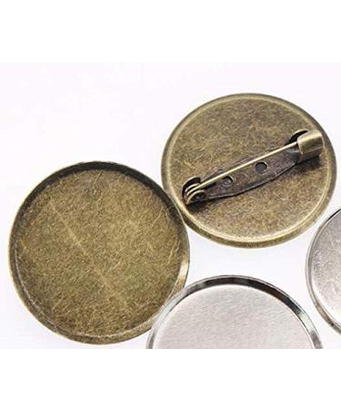 RuiLing 50pcs 2.5cm Bronze Brooch Clasps Pin Disk Base Disc Blank Thicken Cabochon Trays for Badge DIY Jewelry Craft Making Decoration Accessories 50xBronze