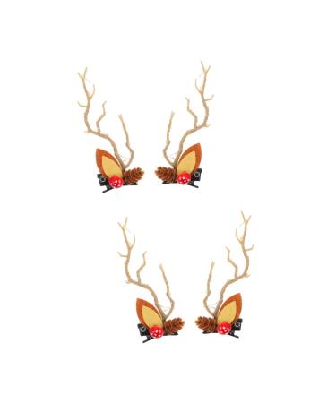 minkissy 2 Pairs Christmas Glow Barrette Winter Hair Barrettes Christmas Hair Clips for Women Pine Cone Berry Hairpins Led Deer Antlers Hair Clips Hair Bands Resin Elk Miss Pine Cones