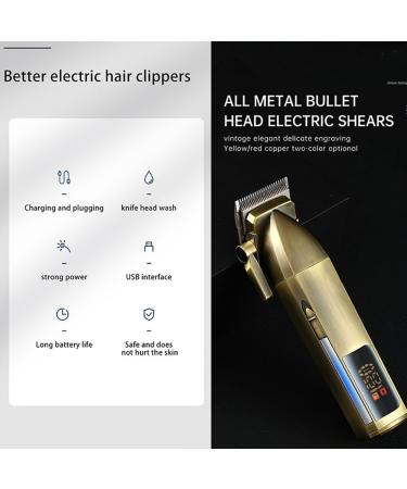 Professional Hair Clipper - Rechargeable LCD Digital Display Trimmer for Salon Use (Brass) - International Shipping Available - Buy Online on GoSupps.com