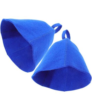 Yardwe 2-Piece Wool Felt Sauna Hat Set for Men & Women - Blue Water-Absorbing Shower Cap for Hair Protection - Buy Online on GoSupps.com