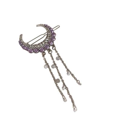 MAGICLULU Hairpin Rhinestone Hair Decorations Rhinestone Hair Barrettes Headdress for Women Moon Hair Decoration Women Hair Decor Tassel Hair Barrette Rhinestone Tassel Hair Clip