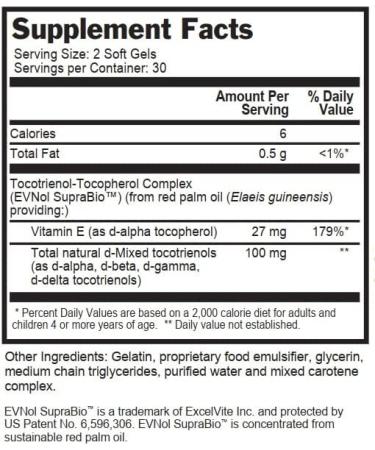 True-E Full Spectrum Vitamin E Tocotrienols Alpha Tocopherol Complex 60 Soft Gels - Buy Online on GoSupps.com