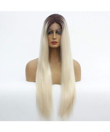 Hairpieces Lace Front Wig Long Straight Hair Natural Silky Heat Resistant Fiber Synthetic with Middle Parting Gradient Mixedcolor for Ladies Daily Cosplay Halloween Party 20 In