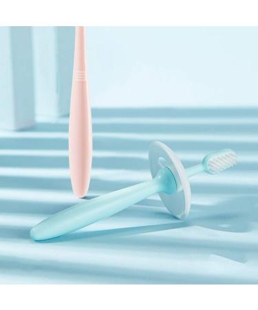 Zumaha Loose Pink Children's Toothbrushes - 2-Pack Silicone Hand Toothbrushes with Suction Foot for Toddlers 1-3 Years - Buy Online on GoSupps.com