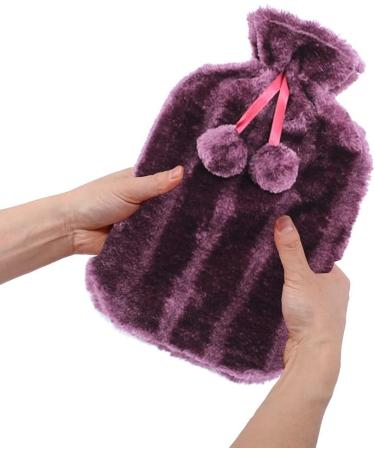 VIROSA Large 2L Hot Water Bottle with Premium Cozy Fluffy Cover - Relief from Back, Neck, and Leg Pain/Cramps (Violet) - Buy Online on GoSupps.com