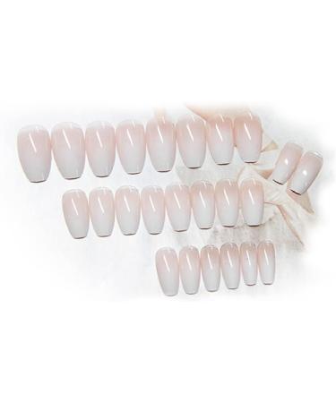 24pcs Coffin False Nails Medium Stick on Nude Press on Removable Glue-on Fake Nails - Nail Art Accessories - Buy Online on GoSupps.com