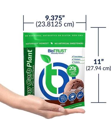 BioTrust Low Carb Plant Protein - Delicious Chocolate 20g Complete Vegan Protein 5g Fiber 15 Superfoods Dairy-Free 14 Servings - Buy Online on GoSupps.com