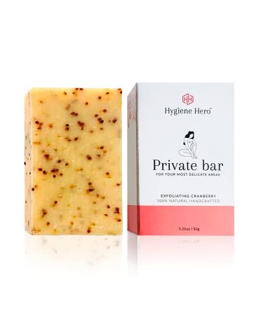 Hygiene Hero Cranberry Yoni Soap Bar for Genitals 3.25 oz / 92 g - Best for Vulva  Intimate Areas  Underarms  Privates & Dark Spots - Handcrafted  Vegan and GMO-Free Cranberry 3.25 Ounce (Pack of 1)