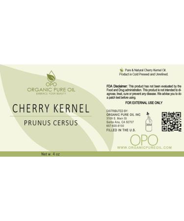 Organic Pure OPO Cherry Kernel Oil - 4 oz | 100% Pure Unrefined Cold Pressed Vegan Carrier Oil for Hair Skin Scalp Face Body Nails & Lips - Non-GMO Premium Quality - Buy Online on GoSupps.com
