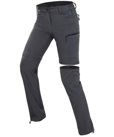 Wespornow Women's-Hiking-Pants Convertible-Zip-Off-Quick-Dry-Pants for Cargo, Camping, Travel, Outdoor, Fishing, Safari Dark Grey X-Large