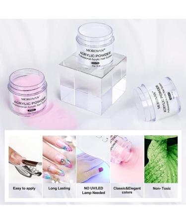 Acrylic Powder Liquid Monomer for Acrylic Nail Extension Nail Carving Pink Clear White Nude Non-Yellowing Nail Art Set - (Color: Clear) - Buy Online on GoSupps.com