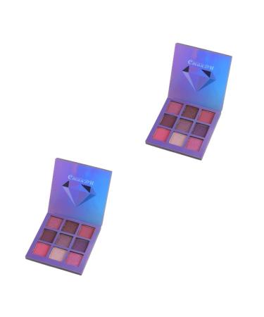 Didiseaon 2pcs 9 Metallic Eye Shadow Palettes Eyeshadow Women Eye Shadow Diamond Purple Powder Eye Shadow