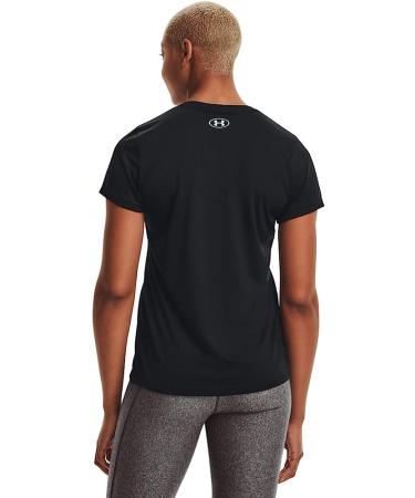 Under Armour Women's Tech V-Neck Short-Sleeve T-Shirt - Black/Metallic Silver Medium - Buy Online on GoSupps.com