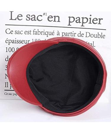 Danse Jupe Women's PU Leather Greek Fisherman Sailor Fiddler Hat Cap Beret - Red - Buy Online on GoSupps.com