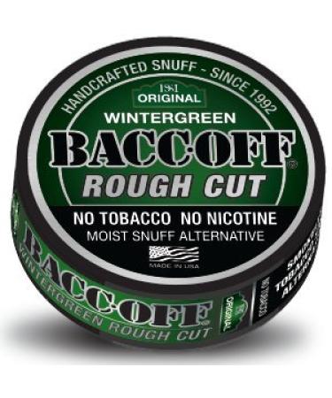 BaccOff, Original Wintergreen Rough Cut, Premium Tobacco Free, Nicotine Free Snuff Alternative (5 Cans) 1.1 Ounce (Pack of 5)