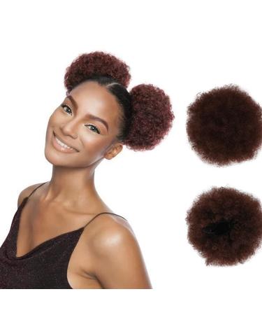 Inch High Afro Puff Synthetic Hair Bun | Kinky Curly Clip-In Extensions for Women | Drawstring Ponytail | 2 Pcs #1B - International Shipping Available - Buy Online on GoSupps.com