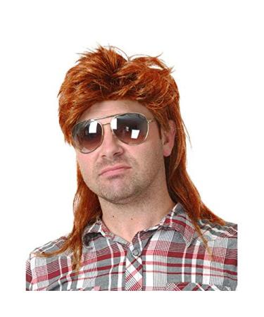 Baruisi 80s Men's Mullet Wig Orange Cosplay Halloween Wig for Fancy Dress