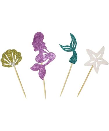 Gadpiparty 24pcs Wedding Decoration Princess Decorations Shell Decor Birthday Cake Picks Cupcake Toppers Mermaid Birthday Party Sea-themed Themed Cake Topper Mermaid Cake Topper Plug-in Food As Shown M - Buy Online on GoSupps.com