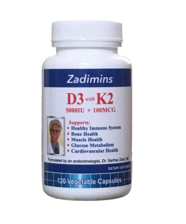 Dr. Z's Vitamins - Vitamin D3 K2 - Vitamin D3 5000 IU + 100 MCG Vitamin K2 MK-7 Per Capsule - K2 D3 Vitamin Supplement - Vitamin K2 D3 - VIT D3K2 - Vitamin D and K - Immune Support (120 Caps)