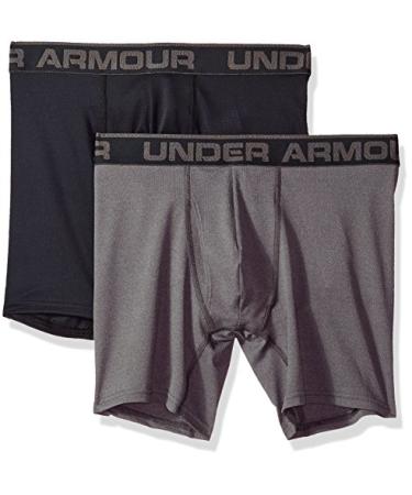 Under Armour Men's Mesh Series 6-inch Boxerjock 2-Pack Large Black (001)/Charcoal Medium Heather