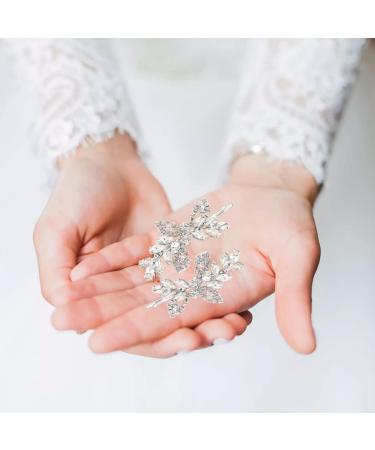 Rhinestone Leaf Bridal Hair Clips - 2 Piece Set for Brides & Bridesmaids - Buy Online on GoSupps.com