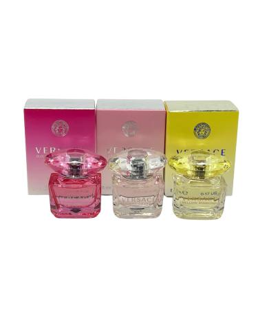 Versace 3-piece Miniatures Fragrance Collection - Bright Crystal Absolu Bright Crystal Yellow Diamond - Gift set for Women 0.17 fl oz each