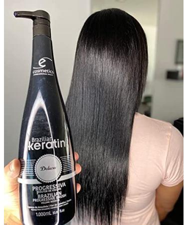 Ecosmetics Brazilian Keratin Deluxe Treatment 1L | Organic Semi-Definite | Progressive Brush | Straightening System | Volume Reducer | 100% Straight Hair | Free Gifts Included - Buy Online on GoSupps.com
