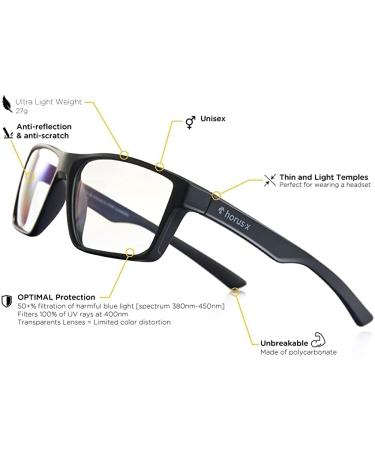 HORUS X Blue Light Blocking Gaming and Sunglasses for Men and Women | Anti-Fatigue & Eyestrain Relief for Screens | Esport - Buy Online on GoSupps.com