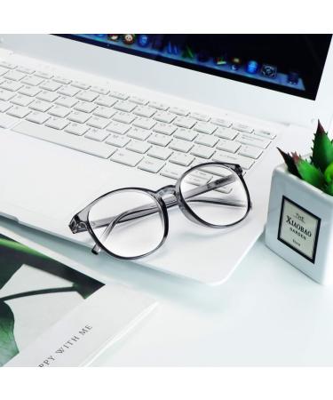 VisionGlobal Blue Light Blocking Glasses for Men & Women - Stylish Oval Frame Anti-Eyestrain Clear Gray 2.25x Magnification - Protect Your Eyes - Buy Online on GoSupps.com