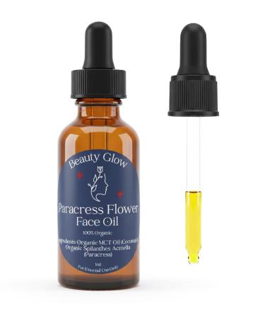 100% Organic Paracress Flower Spilanthes Facial Oil Serum for Face MCT Coconut Oil Infused with Paracress Spilanthes Acmella Oleracea Flowers for Anti-Aging Anti-Wrinkle Moisturizing Miracle 1 Fl Oz
