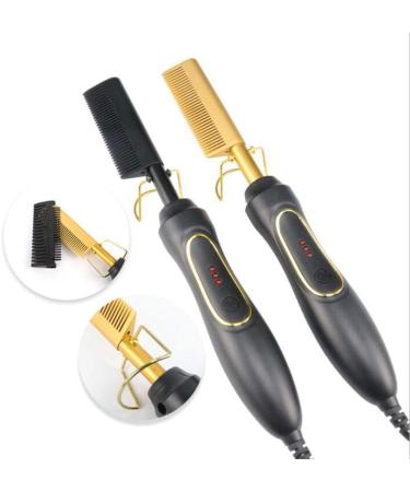 Hot Comb Hair Straightener - AC110V Flat Irons & Heating Brush for Women & Men | White & Gold Beard Curler Comb - Buy Online on GoSupps.com