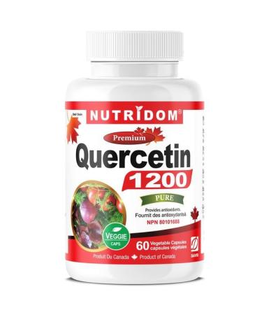 Nutridom Quercetin 600mg - Bioflavonoid - Quercetin Supplement - Supports Healthy Cellular Function Cardiovascular Health Immune Health & Response - Derived from the bud of the Japanese Pagoda tree Non-GMO Vegan Gluten-free (60 Veggie capsules)