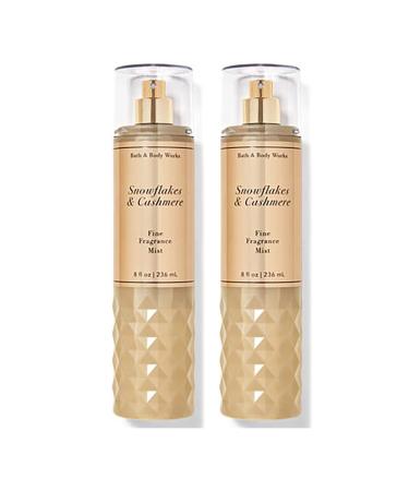Bath and Body Works Snowflakes & Cashmere Fine Fragrance Mists Set Of 2 8 oz. Bottles (Snowflakes & Cashmere)