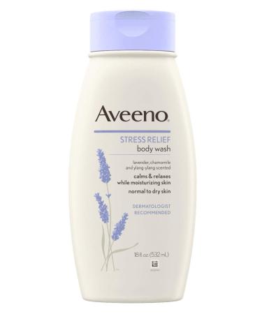 Aveeno Body Wash Stress Relief 18 Ounce (532ml) (6 Pack) Chamomile Lavender 18 Ounce (6 Pack)