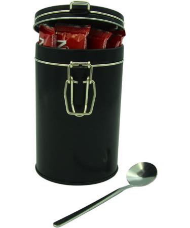 NY 3-in-1 White Coffee Sachets Individually Wrapped with Sugar 10 x 14g Bundle with Black Refillable Cannister and Latte Spoon Set for Home Desk or Travel - Buy Online on GoSupps.com